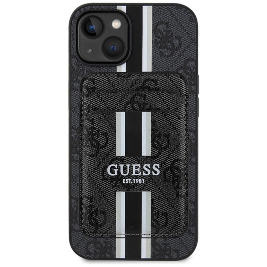 Etui MagSafe dla Apple iPhone 15, Guess, Cardslot 4G Stripes, Czarne