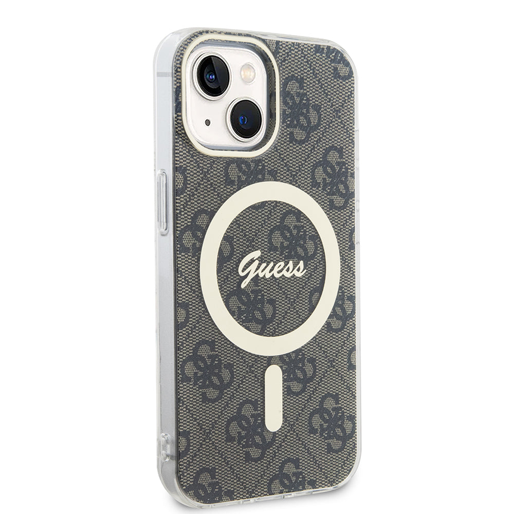 Etui MagSafe dla Apple iPhone 15, Guess, IML 4G, Brązowy