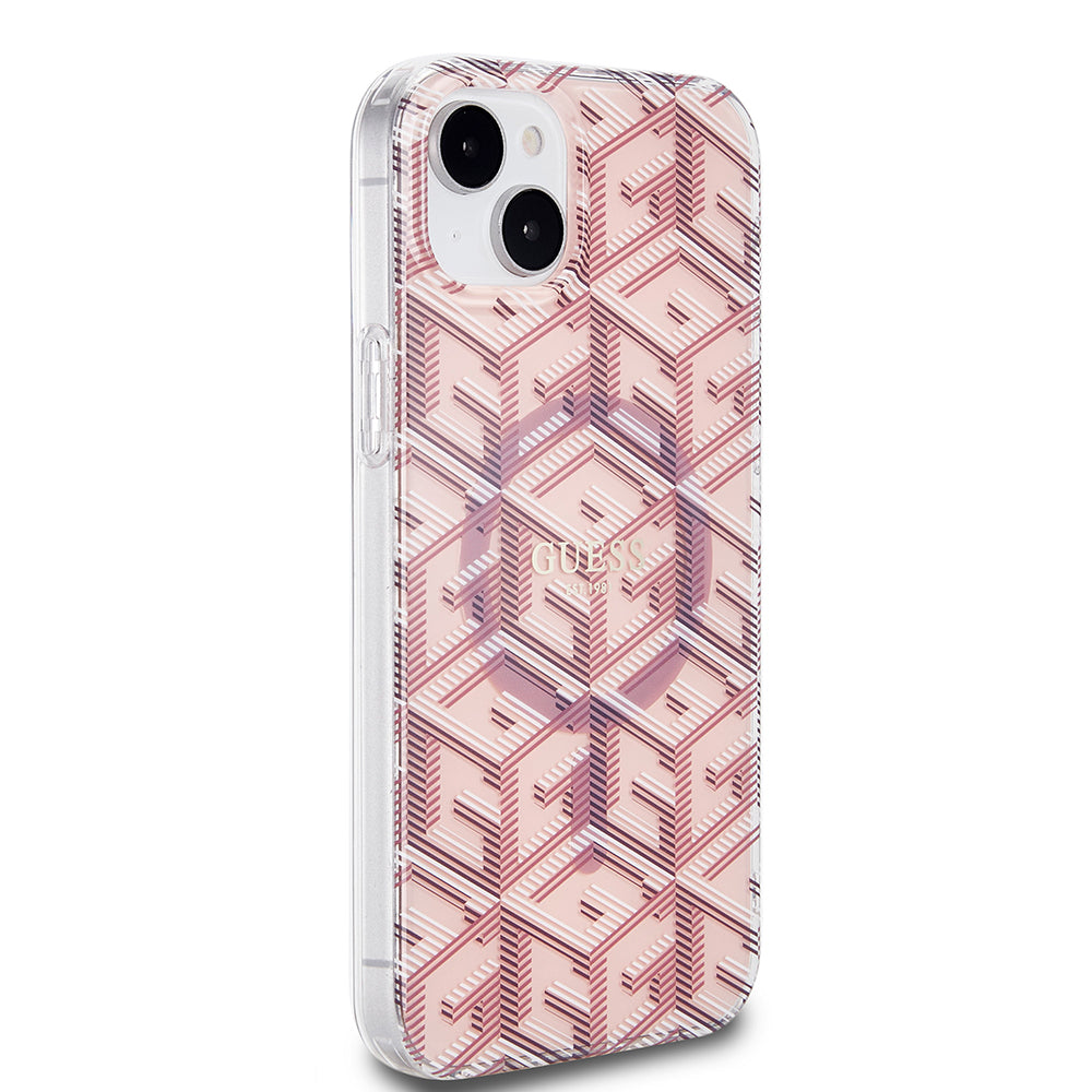 Etui MagSafe dla Apple iPhone 15, Guess, IML Gcube, Różowy