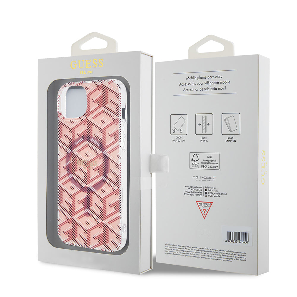 Etui MagSafe dla Apple iPhone 15, Guess, IML Gcube, Różowy