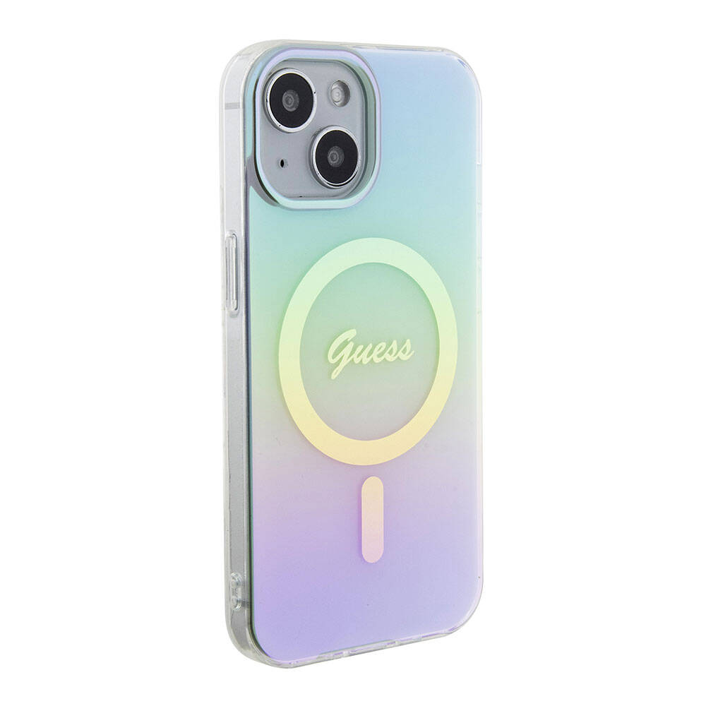 Etui MagSafe dla Apple iPhone 15, Guess, IML Iridescent, Turkusowy