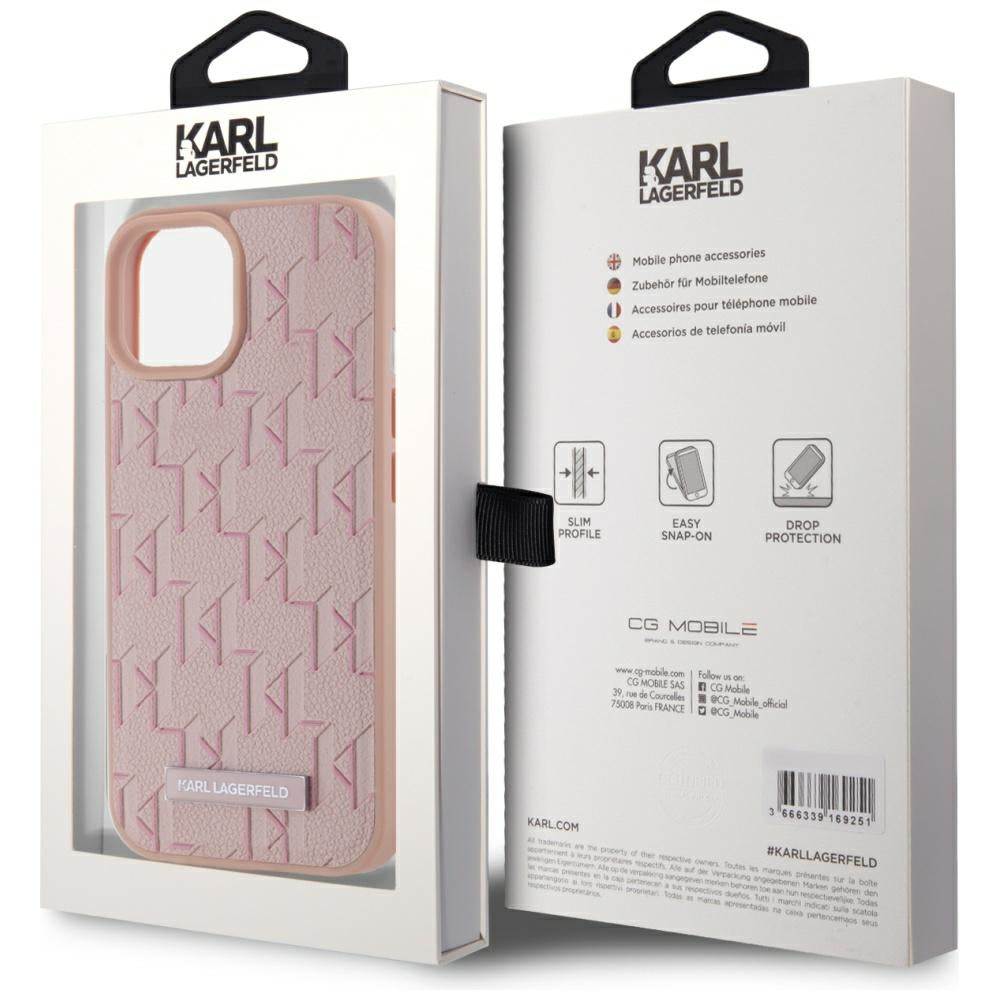 Etui MagSafe dla Apple iPhone 15, Karl Lagerfeld, Hot Stamp, Różowy