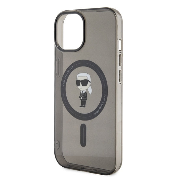 Etui MagSafe dla Apple iPhone 15, Karl Lagerfeld, IML Ikonik Karl, Czarne