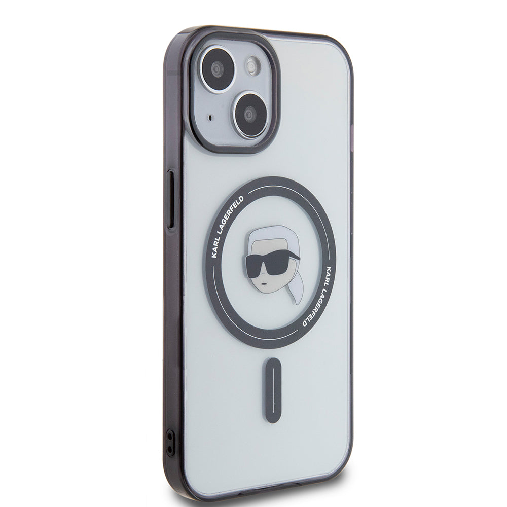 MagSafe Case for Apple iPhone 15, Karl Lagerfeld, IML Karl's Head, Transparent