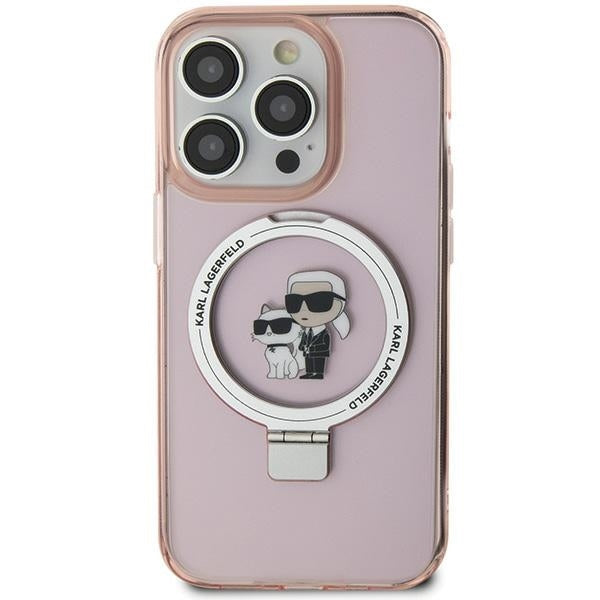 Etui MagSafe dla Apple iPhone 15, Karl Lagerfeld, Ring Stand Karl & Choupette, Różowy