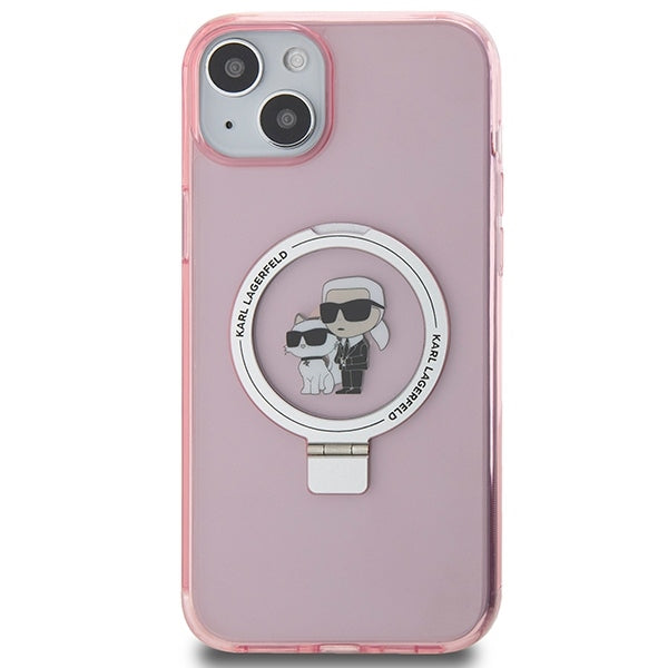 Etui MagSafe dla Apple iPhone 15, Karl Lagerfeld, Ring Stand Karl & Choupette, Różowy