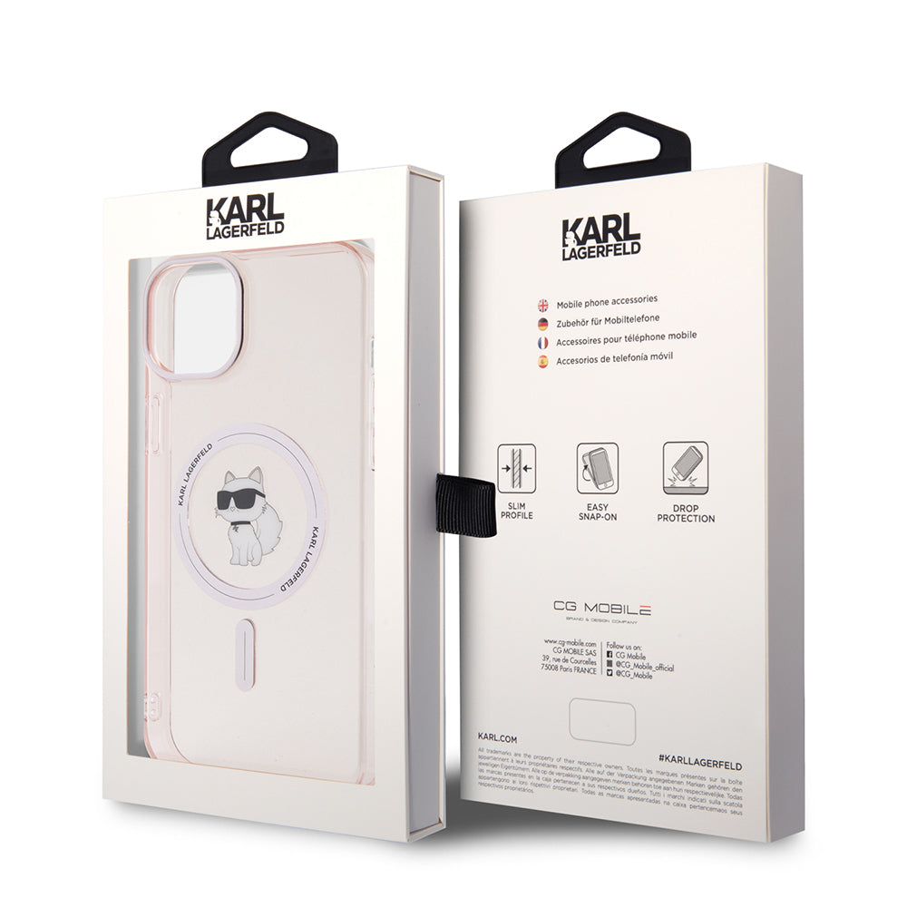 Etui MagSafe dla Apple iPhone 15 Plus / 14 Plus, Karl Lagerfeld, IML Choupette, Różowy