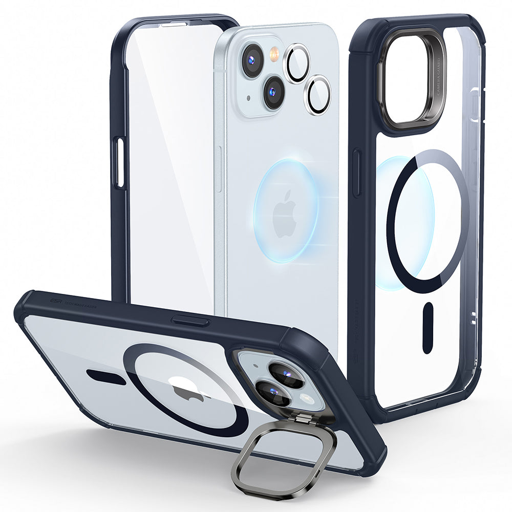 Etui MagSafe dla Apple iPhone 15 Plus, ESR, Armor Tough Kickstand, Granatowe Przezroczyste