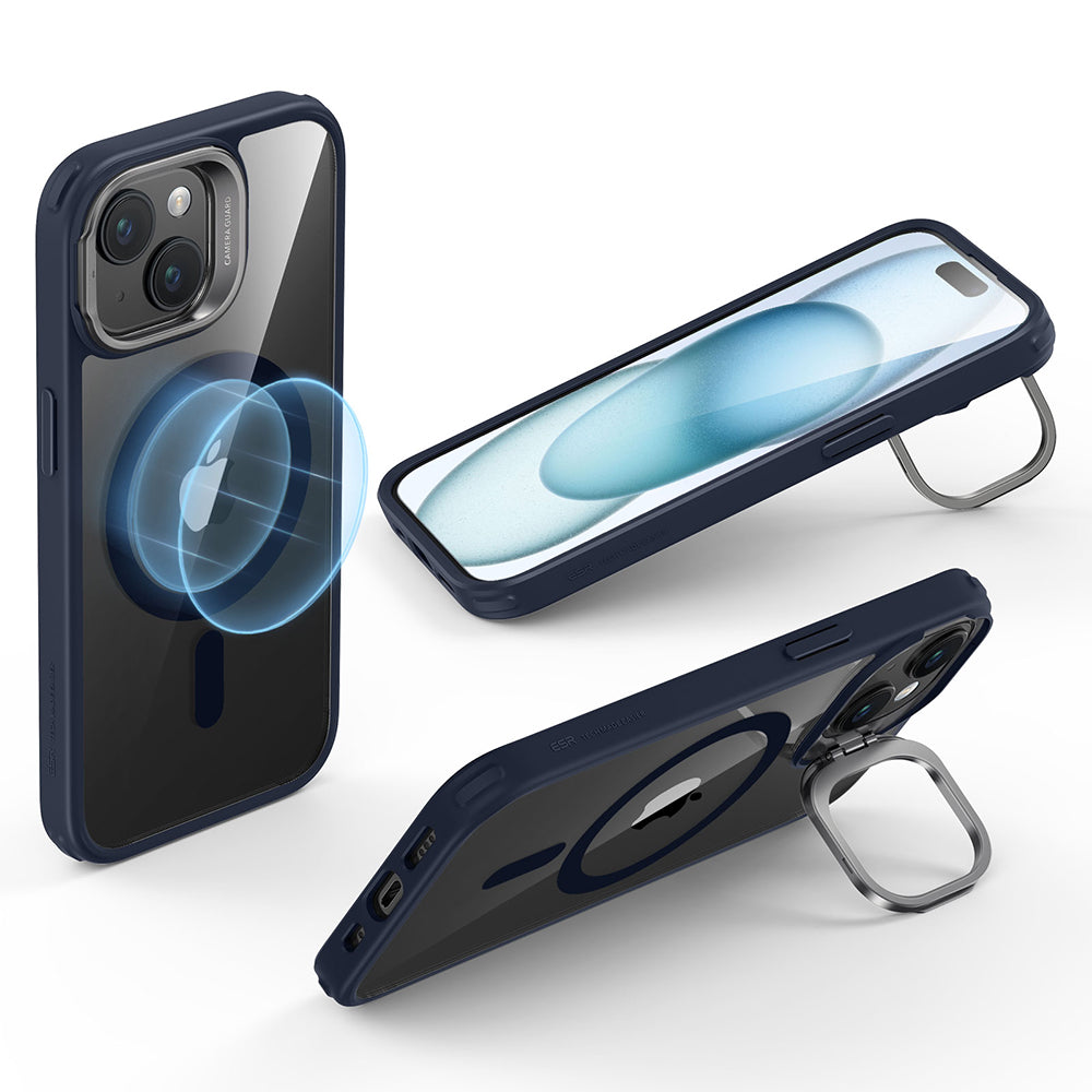 Etui MagSafe dla Apple iPhone 15 Plus, ESR, Classic Hybrid Kickstand, Przezroczysty Granatowy