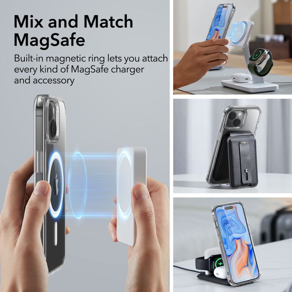 Etui MagSafe dla Apple iPhone 15 Plus, ESR, Classic Hybrid, Przezroczyste