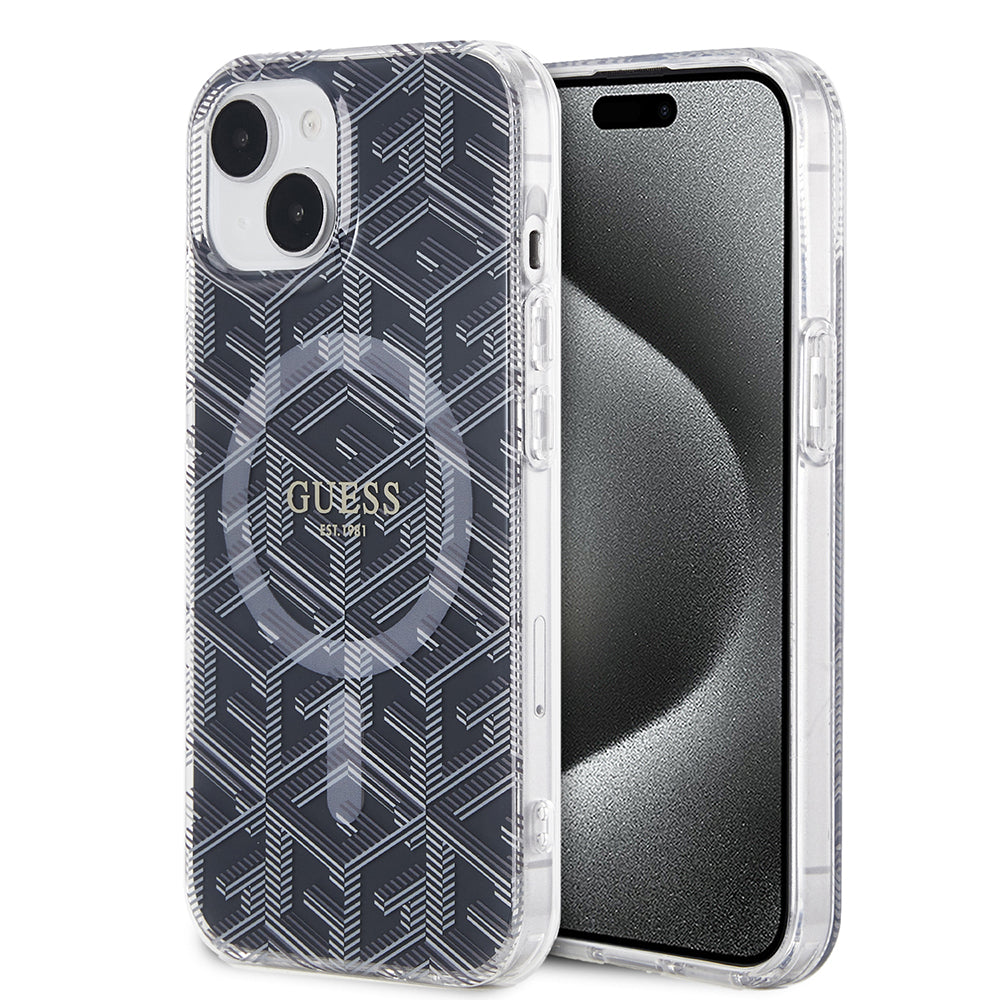 Etui MagSafe dla Apple iPhone 15 Plus, Guess, IML Gcube, Czarne