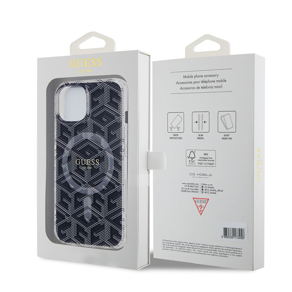 Etui MagSafe dla Apple iPhone 15 Plus, Guess, IML Gcube, Czarne