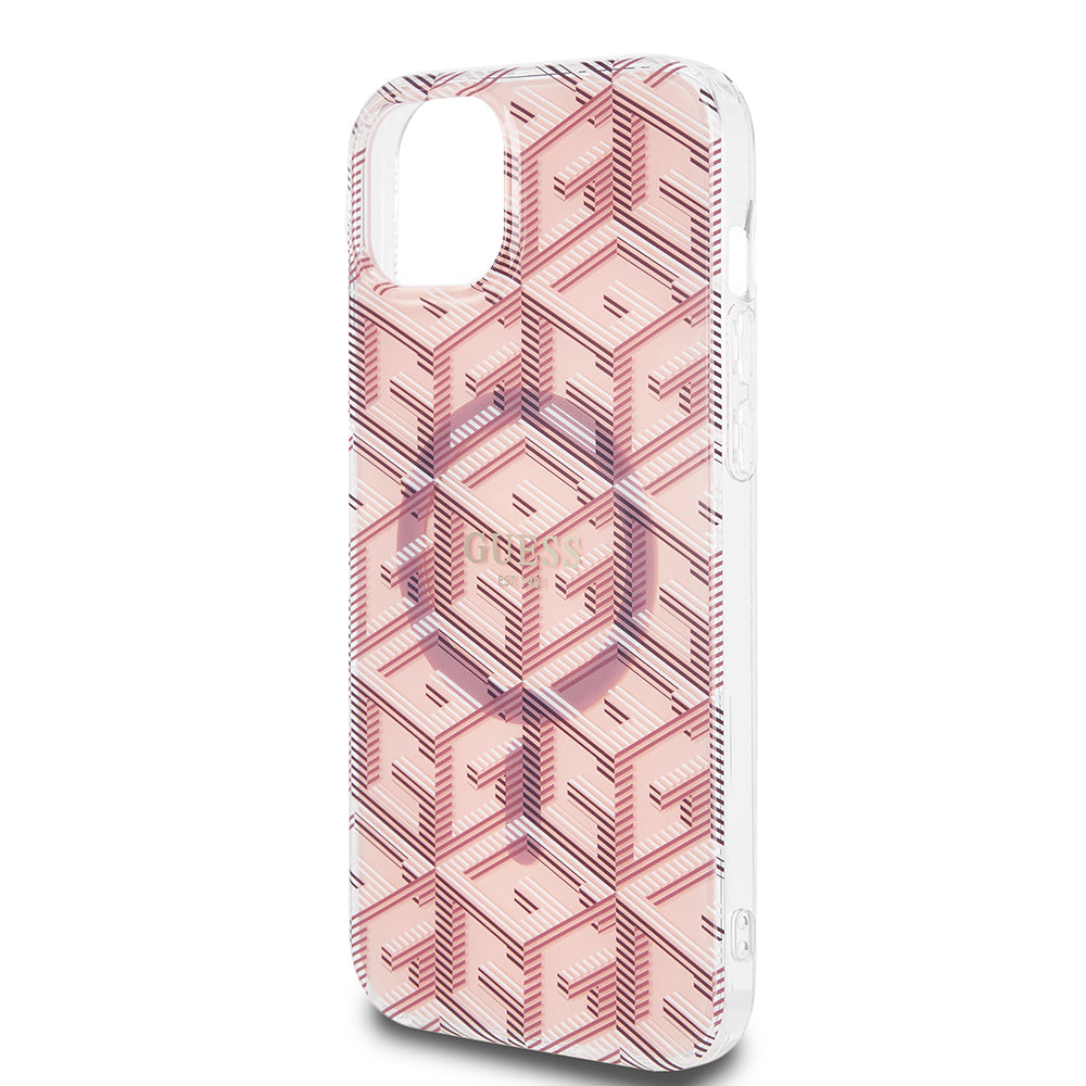 Etui MagSafe dla Apple iPhone 15 Plus, Guess, IML Gcube, Różowy