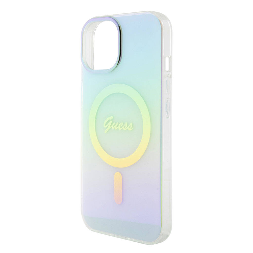 Etui MagSafe dla Apple iPhone 15 Plus, Guess, IML Iridescent, Turkusowy