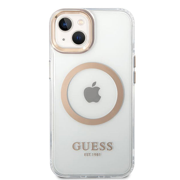 Etui MagSafe dla Apple iPhone 15 Plus, Guess, Metal Outline, Złote