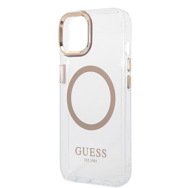 Etui MagSafe dla Apple iPhone 15 Plus, Guess, Metal Outline, Złote