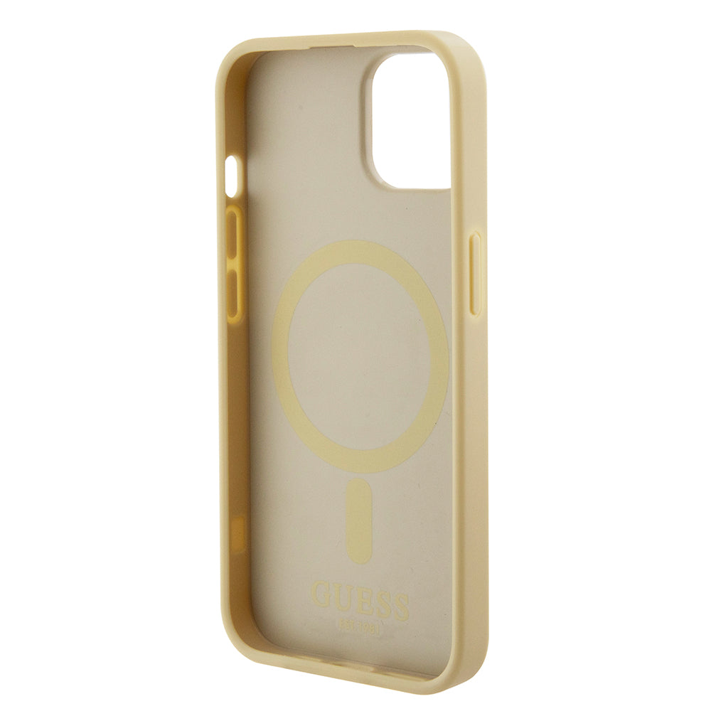 Etui MagSafe dla Apple iPhone 15 Plus, Guess, Saffiano, Złote