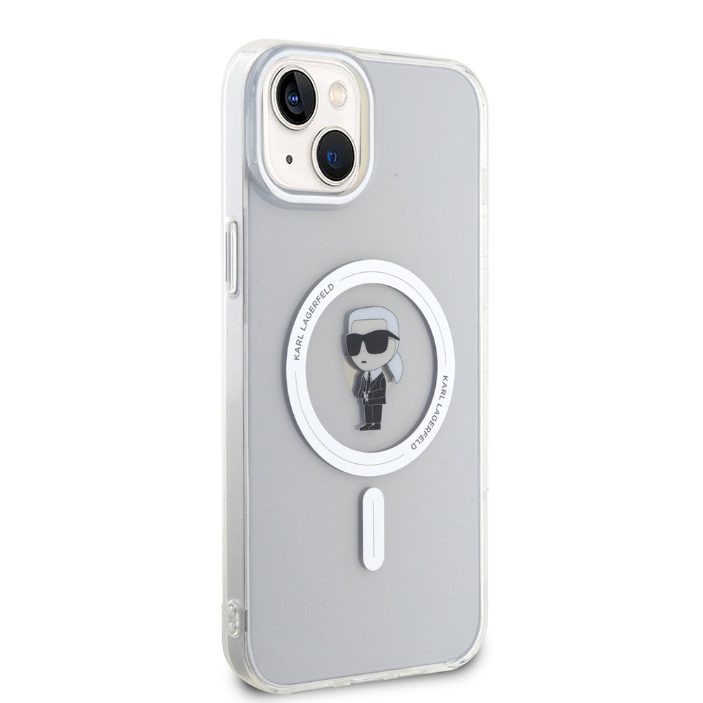 MagSafe Case for Apple iPhone 15 Plus, Karl Lagerfeld, IML Ikonik Karl, Transparent