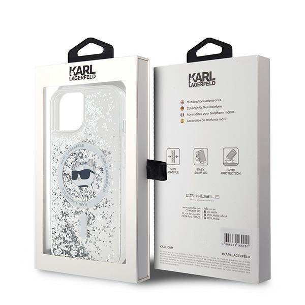 Etui MagSafe dla Apple iPhone 15 Plus, Karl Lagerfeld, Liquid Glitter Choupette's Head, Przezroczyste