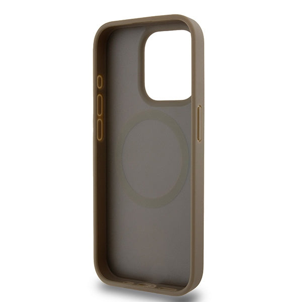 Etui MagSafe dla Apple iPhone 15 Pro, DKNY, Monogram Pattern Metal Logo, Brązowy