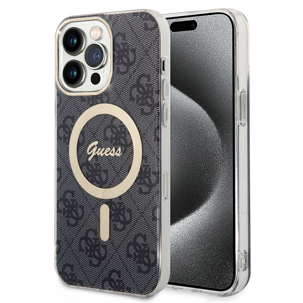 Etui MagSafe dla Apple iPhone 15 Pro, Guess, 4G IML, Czarne GUHMP15LH4STK
