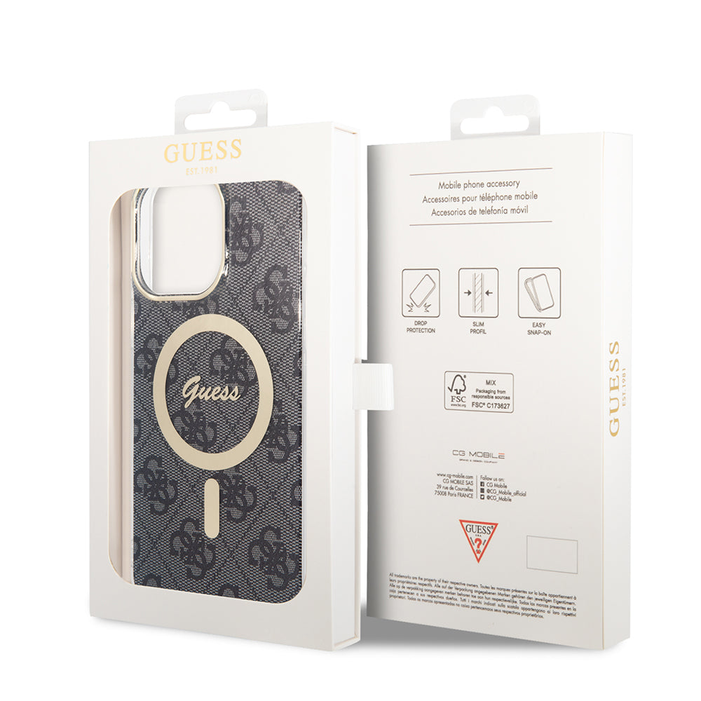 Etui MagSafe dla Apple iPhone 15 Pro, Guess, 4G IML, Czarne GUHMP15LH4STK