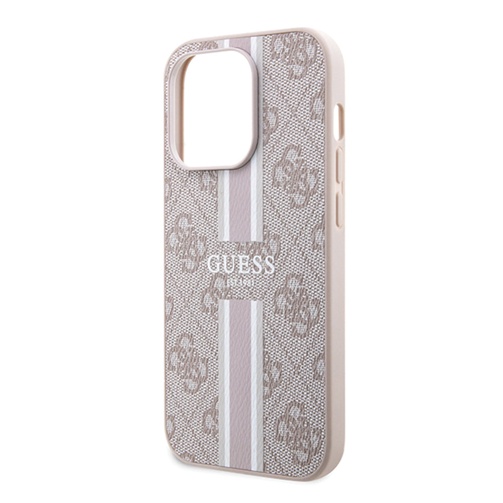 Etui MagSafe dla Apple iPhone 15 Pro, Guess, 4G Printed Stripes, Różowy