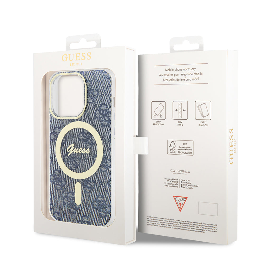 Etui MagSafe dla Apple iPhone 15 Pro, Guess, IML 4G, Niebieskie