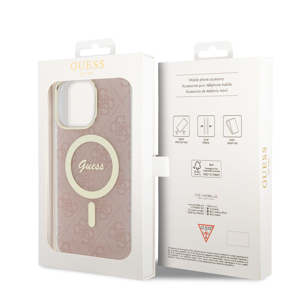 Etui MagSafe dla Apple iPhone 15 Pro, Guess, IML 4G, Różowy