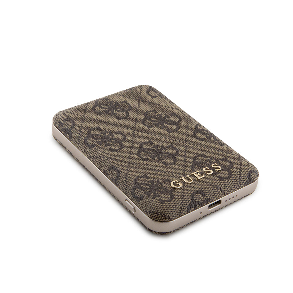 Etui MagSafe dla Apple iPhone 15 Pro, Guess, Powerbank 4G Metal Logo, Brązowy