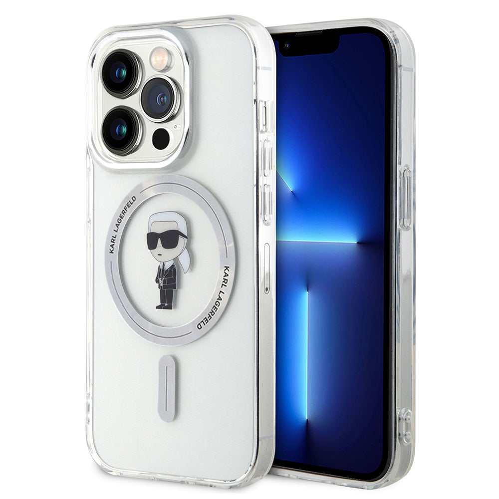Etui MagSafe dla Apple iPhone 15 Pro, Karl Lagerfeld, IML Ikonik Karl, Przezroczyste