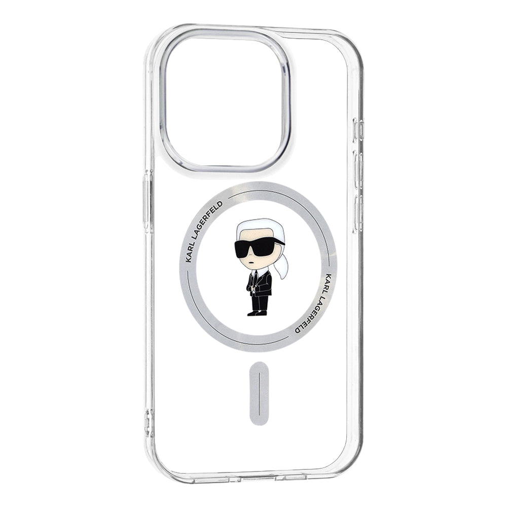 Etui MagSafe dla Apple iPhone 15 Pro, Karl Lagerfeld, IML Ikonik Karl, Przezroczyste