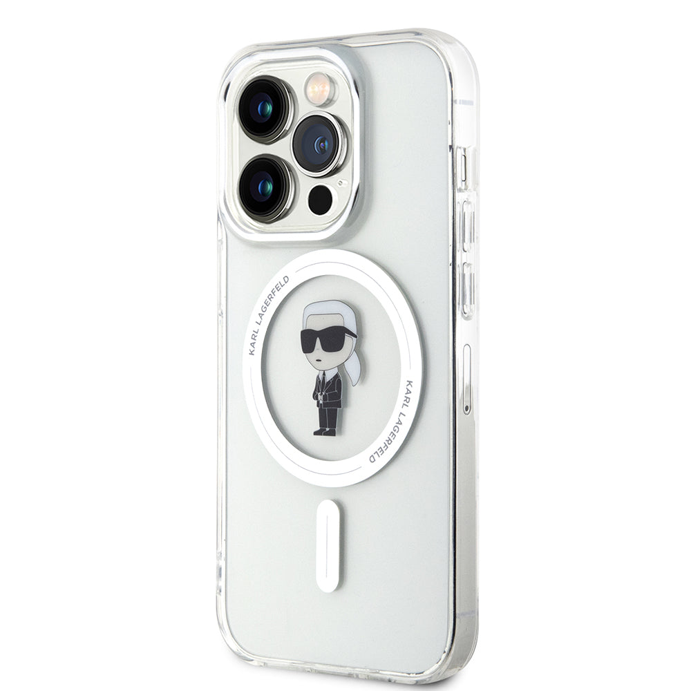 Etui MagSafe dla Apple iPhone 15 Pro, Karl Lagerfeld, IML Ikonik Karl, Przezroczyste