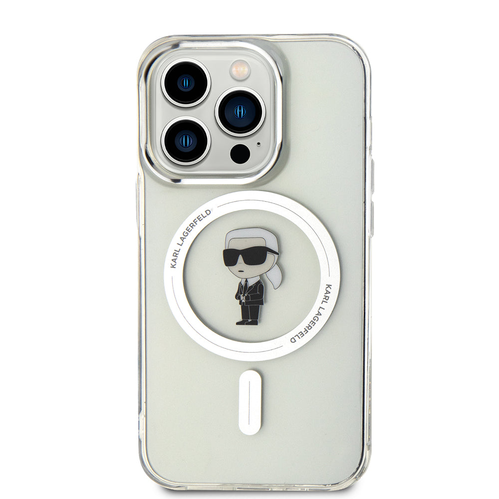 Etui MagSafe dla Apple iPhone 15 Pro, Karl Lagerfeld, IML Ikonik Karl, Przezroczyste