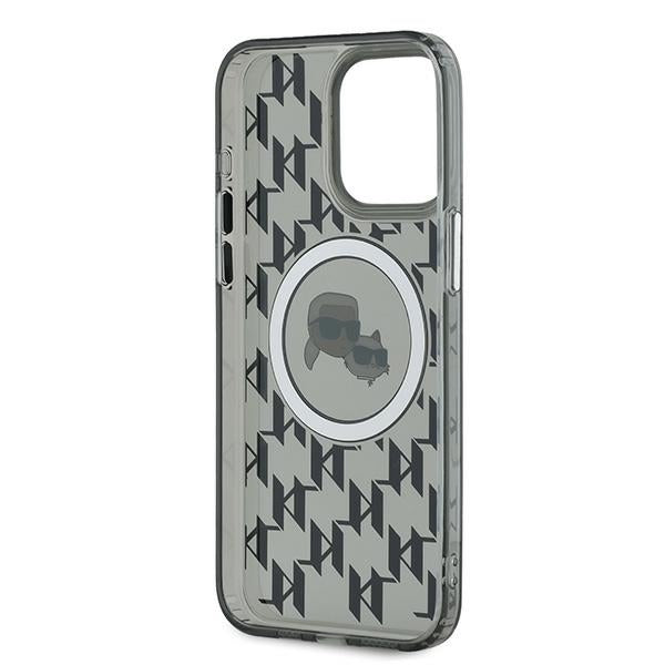 Etui MagSafe dla Apple iPhone 15 Pro, Karl Lagerfeld, IML Monogram Karl & Choupette's Heads, Czarne