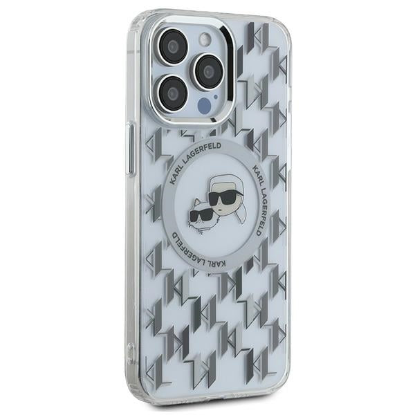 Etui MagSafe dla Apple iPhone 15 Pro, Karl Lagerfeld, IML Monogram Karl & Choupette's Heads, Przezroczyste