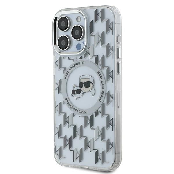 Etui MagSafe dla Apple iPhone 15 Pro, Karl Lagerfeld, IML Monogram Karl & Choupette's Heads, Przezroczyste