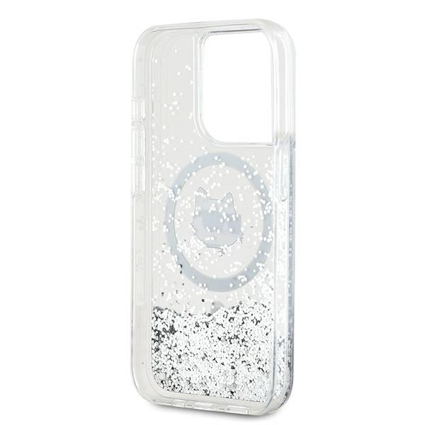 Etui MagSafe dla Apple iPhone 15 Pro, Karl Lagerfeld, Liquid Glitter Choupette Head, Przezroczyste