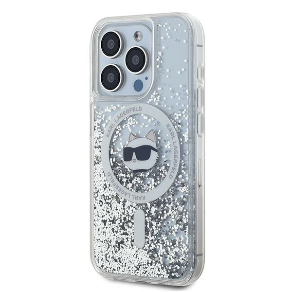 Etui MagSafe dla Apple iPhone 15 Pro, Karl Lagerfeld, Liquid Glitter Choupette Head, Przezroczyste