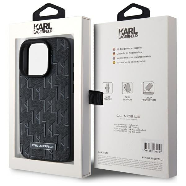 Etui MagSafe dla Apple iPhone 15 Pro, Karl Lagerfeld, Monogram Metal Logo, Czarne