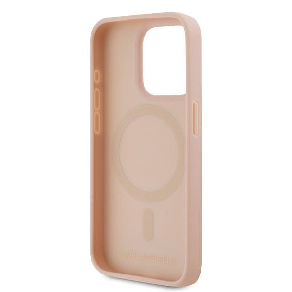 Etui MagSafe dla Apple iPhone 15 Pro, Karl Lagerfeld, Monogram Metal Logo, Różowy