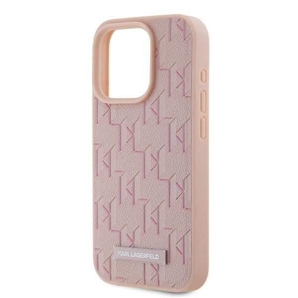 Etui MagSafe dla Apple iPhone 15 Pro, Karl Lagerfeld, Monogram Metal Logo, Różowy