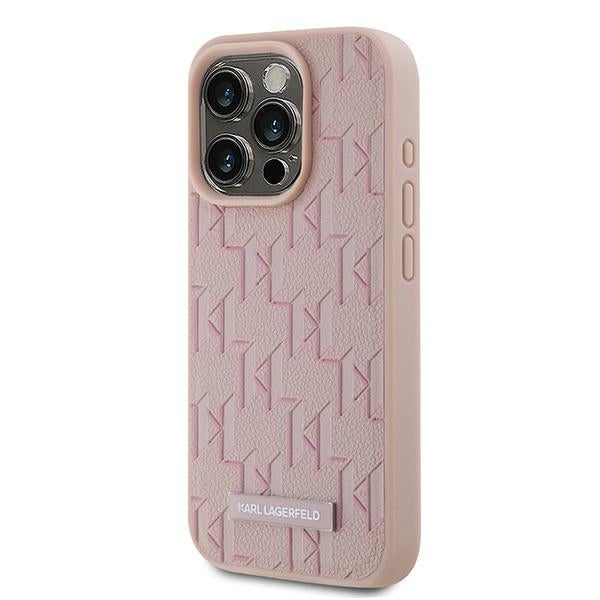 Etui MagSafe dla Apple iPhone 15 Pro, Karl Lagerfeld, Monogram Metal Logo, Różowy