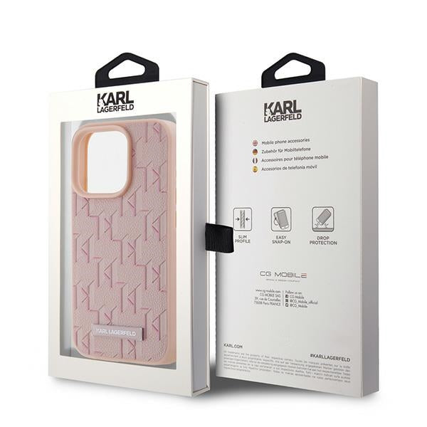 Etui MagSafe dla Apple iPhone 15 Pro, Karl Lagerfeld, Monogram Metal Logo, Różowy