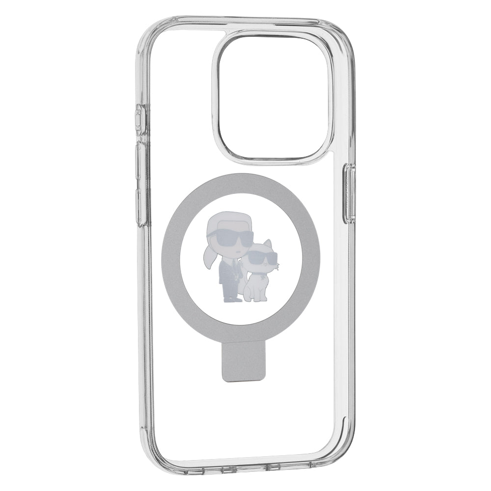Etui MagSafe dla Apple iPhone 15 Pro, Karl Lagerfeld, Ring Stand Karl & Choupette, Białe