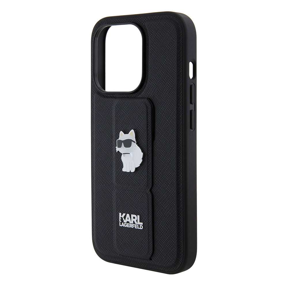 Etui MagSafe dla Apple iPhone 15 Pro, Karl Lagerfeld, Saffiano Gripstand Choupette, Czarne
