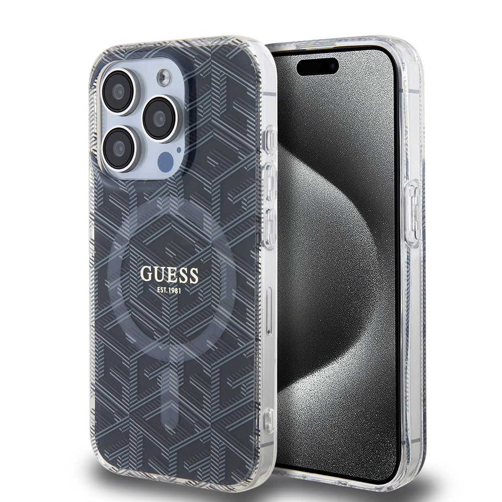 Etui MagSafe dla Apple iPhone 15 Pro Max, Guess, IML Gcube, Czarne