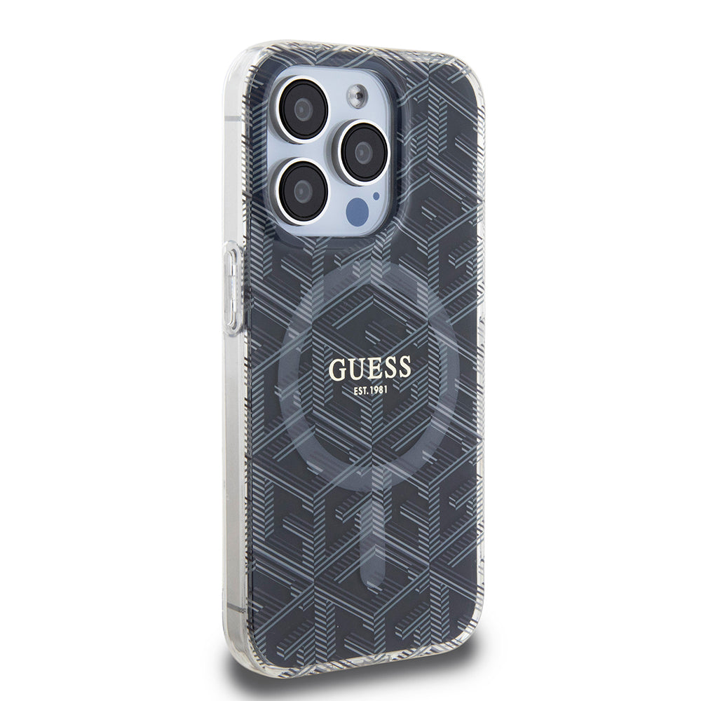 Etui MagSafe dla Apple iPhone 15 Pro Max, Guess, IML Gcube, Czarne