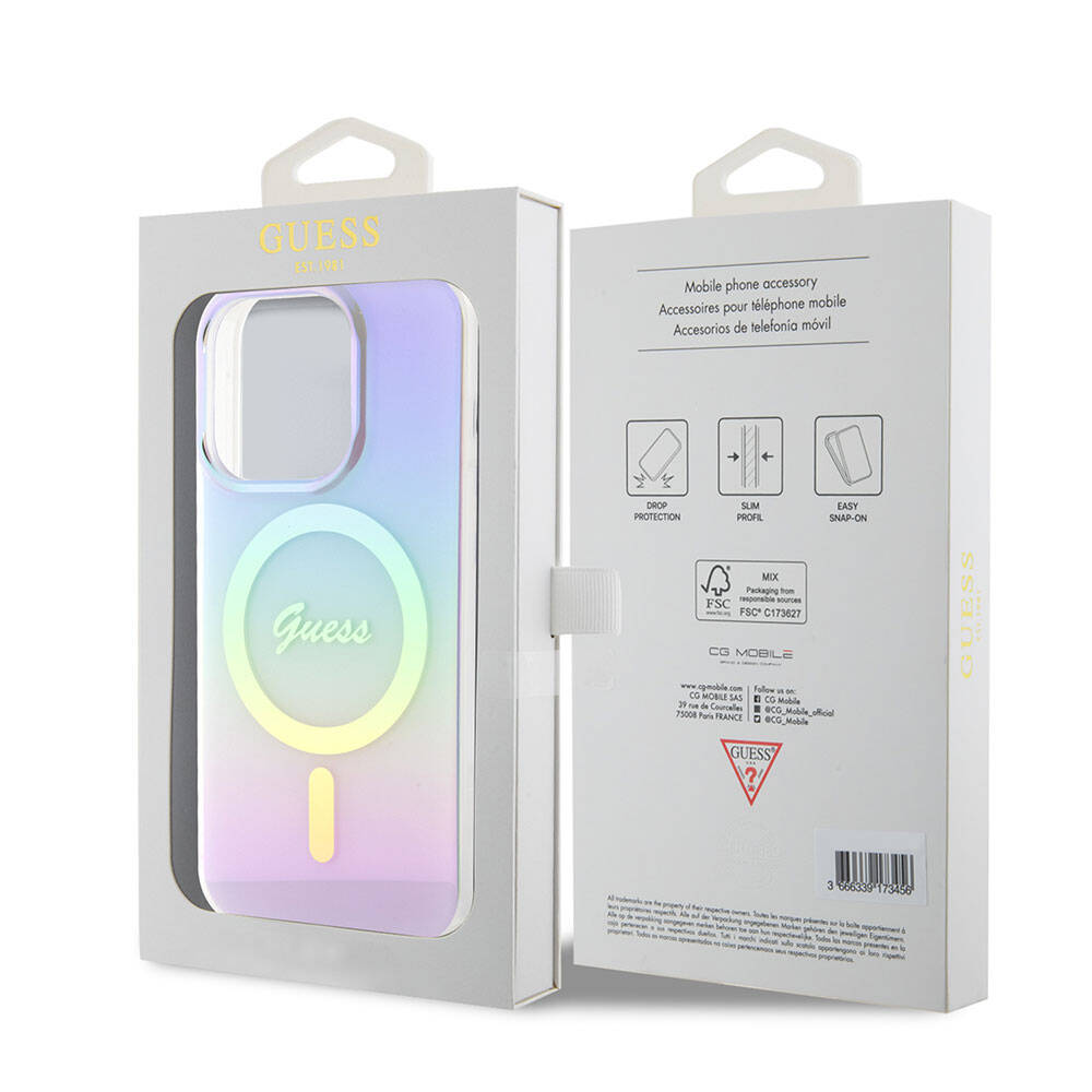 Etui MagSafe dla Apple iPhone 15 Pro Max, Guess, IML Iridescent, Fioletowy