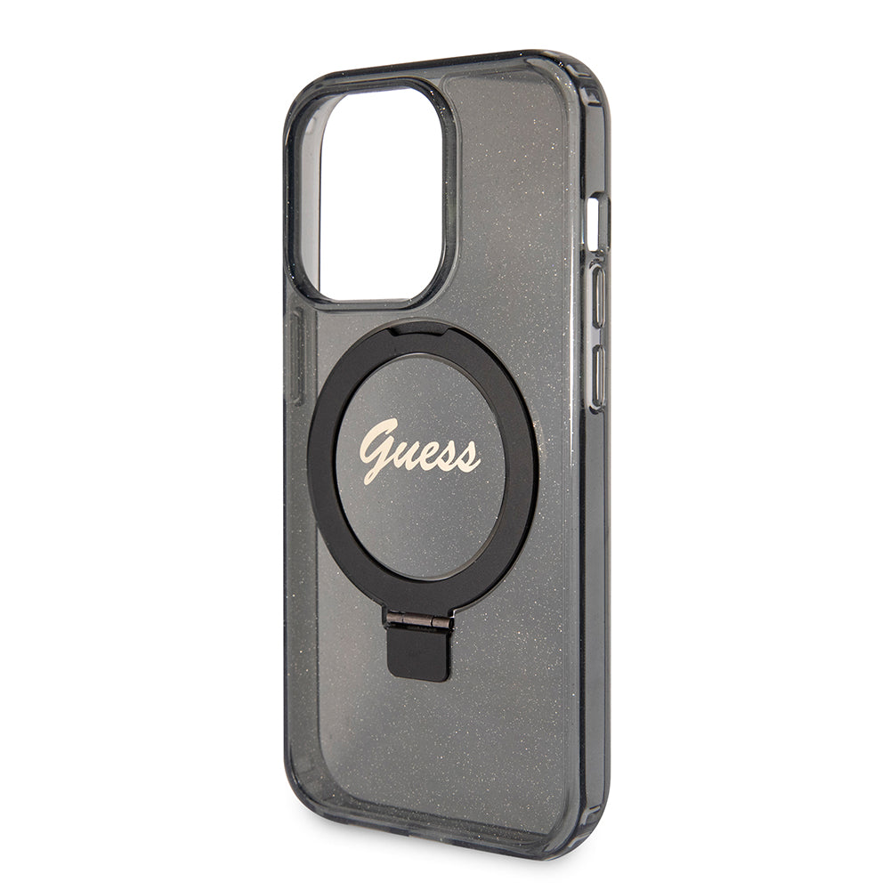 Etui MagSafe dla Apple iPhone 15 Pro Max, Guess, IML Ring Stand Glitter, Czarne